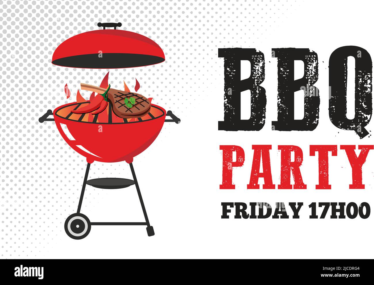 BBQ Grill Party event invitation illustration vector text is outline Stock Vector