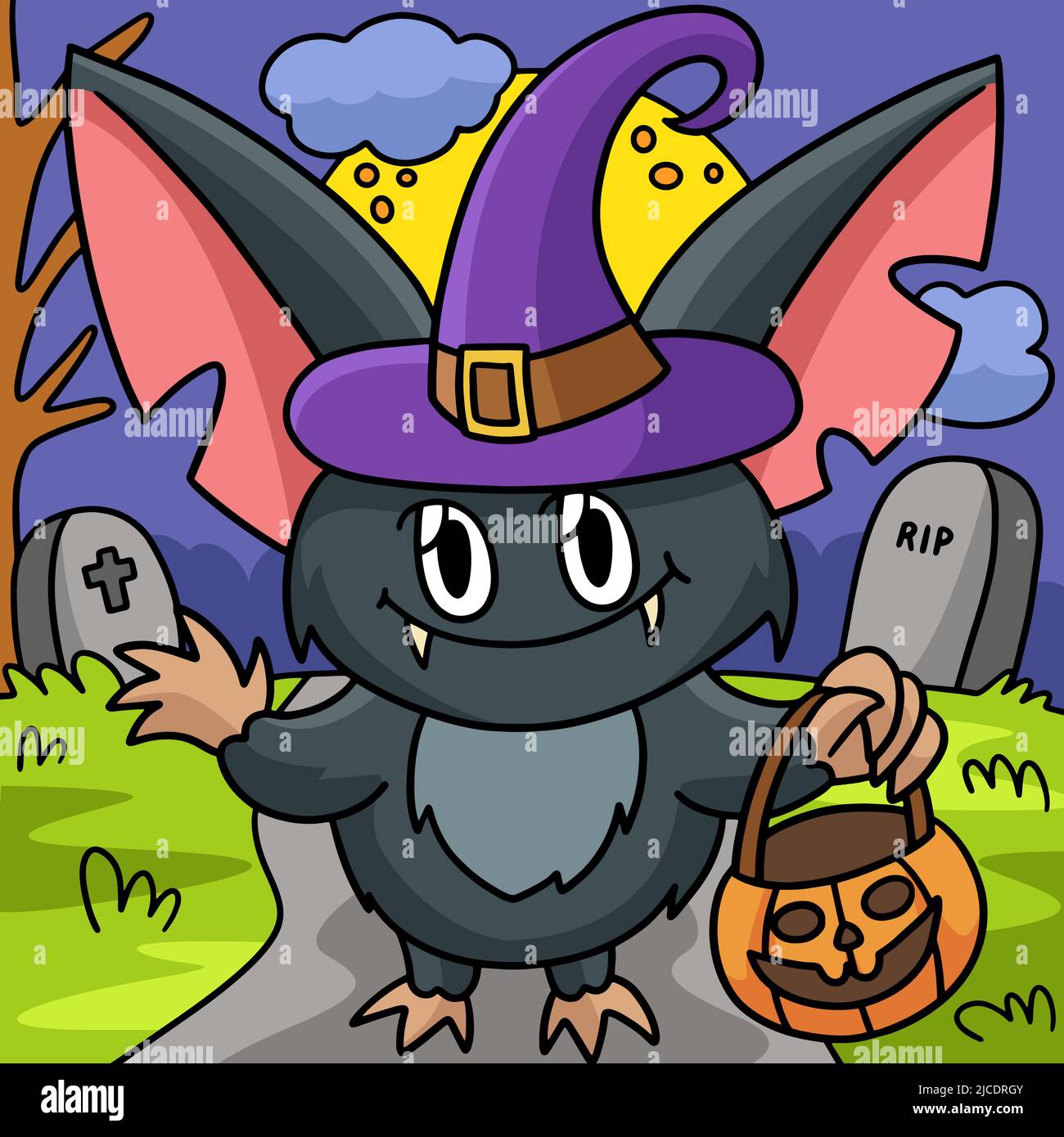 Vampire Owl Halloween Colored Cartoon Illustration Stock Vector