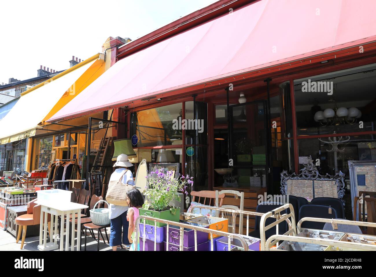 Antique shops on Church Road in the Westow Triangle in Crystal Palace, south London, UK Stock