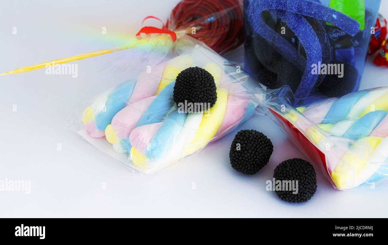 Assorted sweets for children's birthdays Stock Photo Alamy