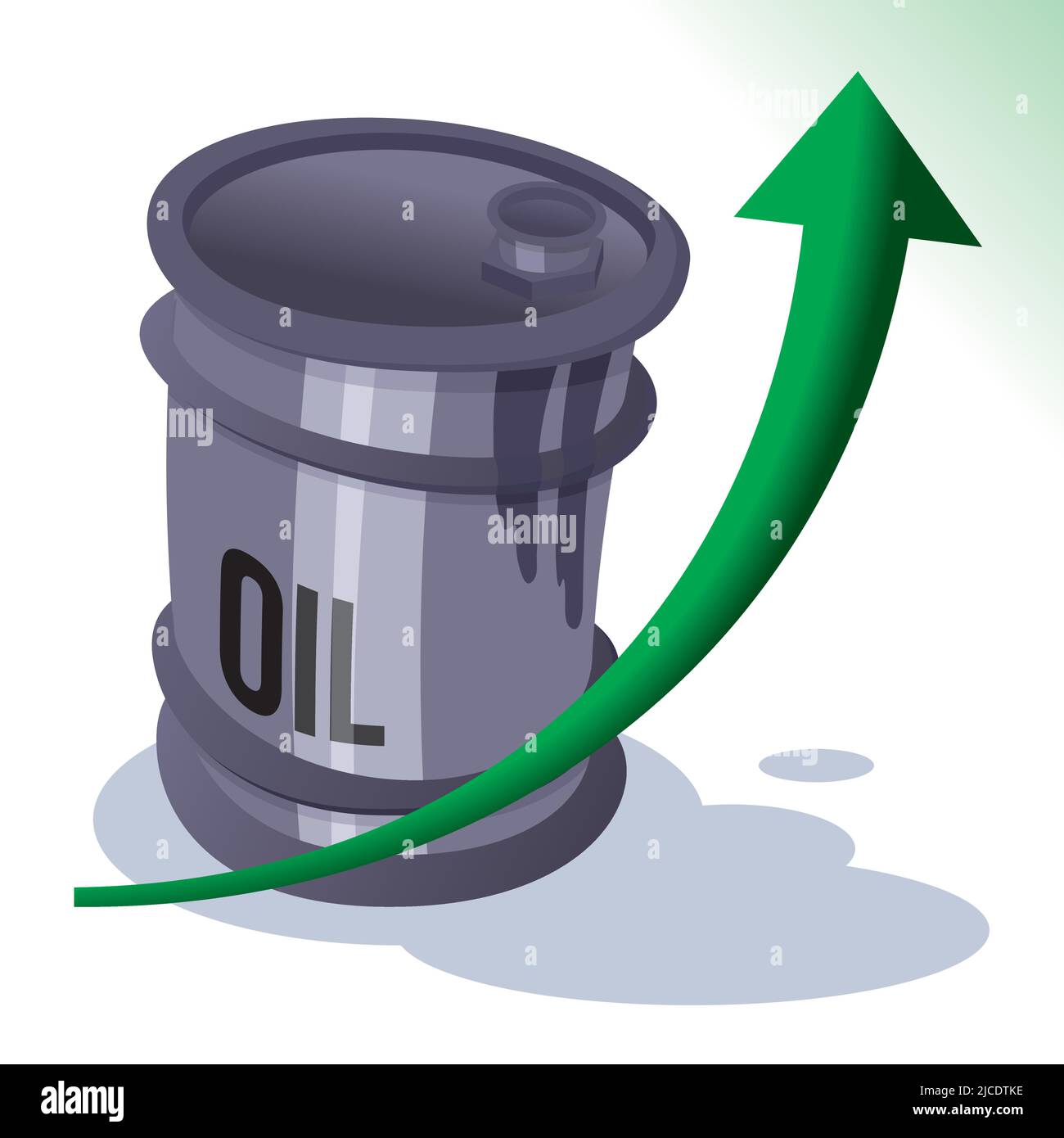 Growth of crude oil prices. Oil barrels with a growth chart in the