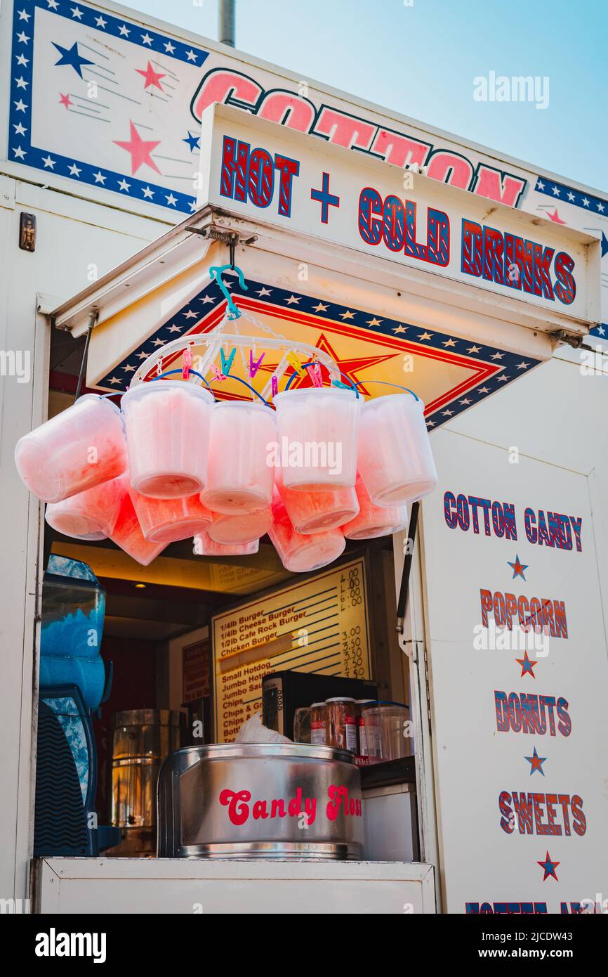 Candy Floss stall at the Morpeth Fair Day June 2022, Northumberland
