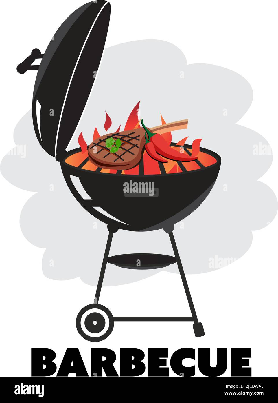 Charcoal BBQ Grill appliance hobby cooking vector icon illustration Stock Vector