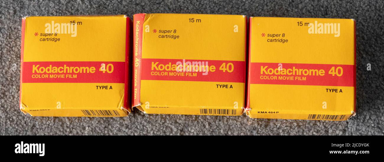 Rolls of Kodachrome 40 color movie film Stock Photo
