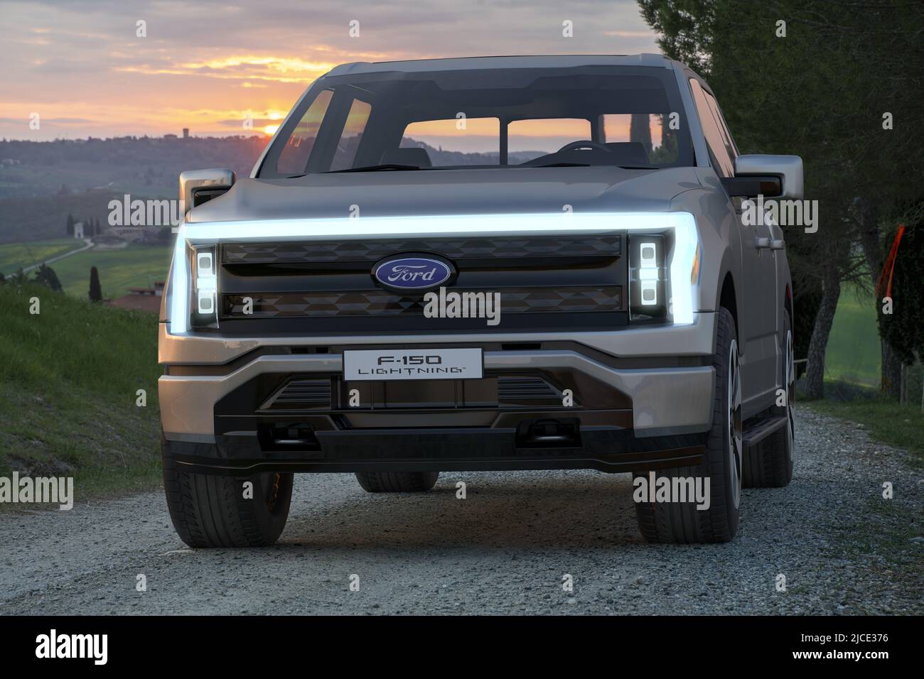Ford F-150 Lightning Electric Truck Stock Photo