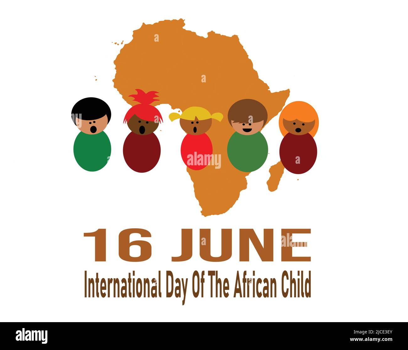 International Day of the African Child on16 June. African children on a background map of the African continent. Modern abstract background Stock Vector