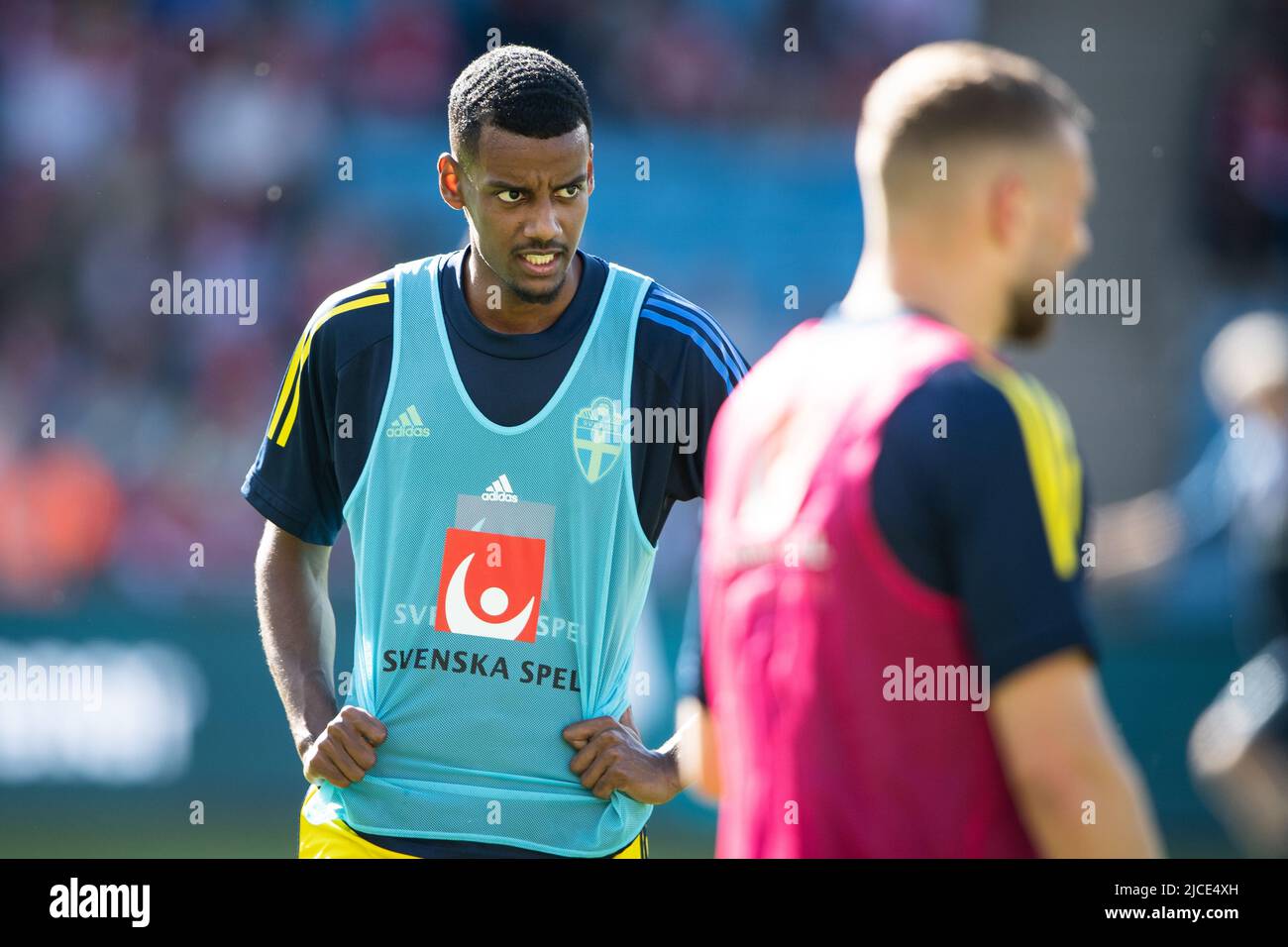 Oslo, Norway. 12th June, 2022. Alexander Isak of Sweden is warming up  before the UEFA Nations League match between Norway and Sweden at Ullevaal  Stadion in Oslo. (Photo Credit: Gonzales Photo/Alamy Live