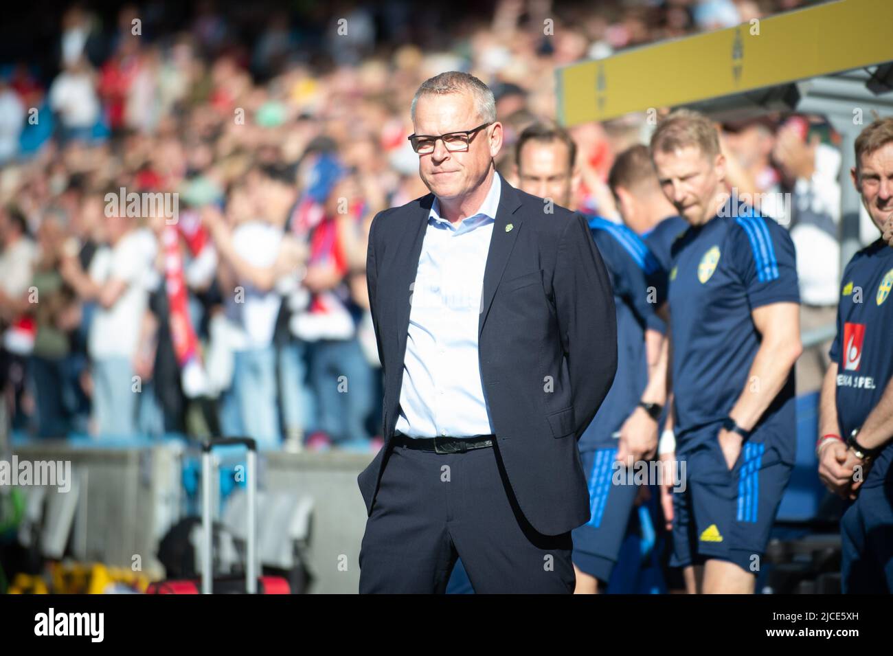 Oslo, Norway. 12th June, 2022. Head coach Janne Andersson of Sweden seen during the UEFA Nations League match between Norway and Sweden at Ullevaal Stadion in Oslo. (Photo Credit: Gonzales Photo/Alamy Live News Stock Photo