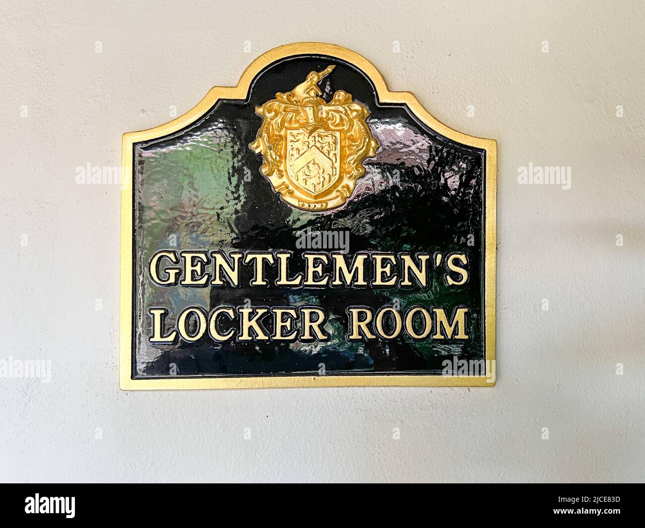 Jupiter, FL USA - May 31, 2022:  The Gentlemens Locker Room sign at the Trump National Golf Course club House in Jupiter, Florida. Stock Photo