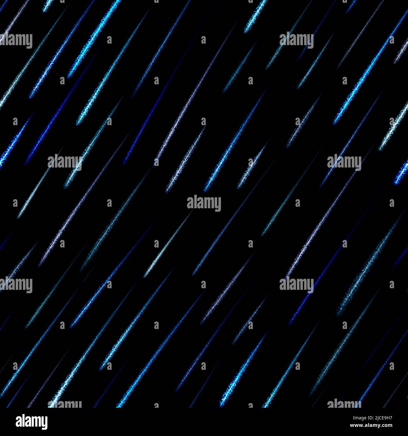 Seamless texture with shining blue rain on a black background. Blue