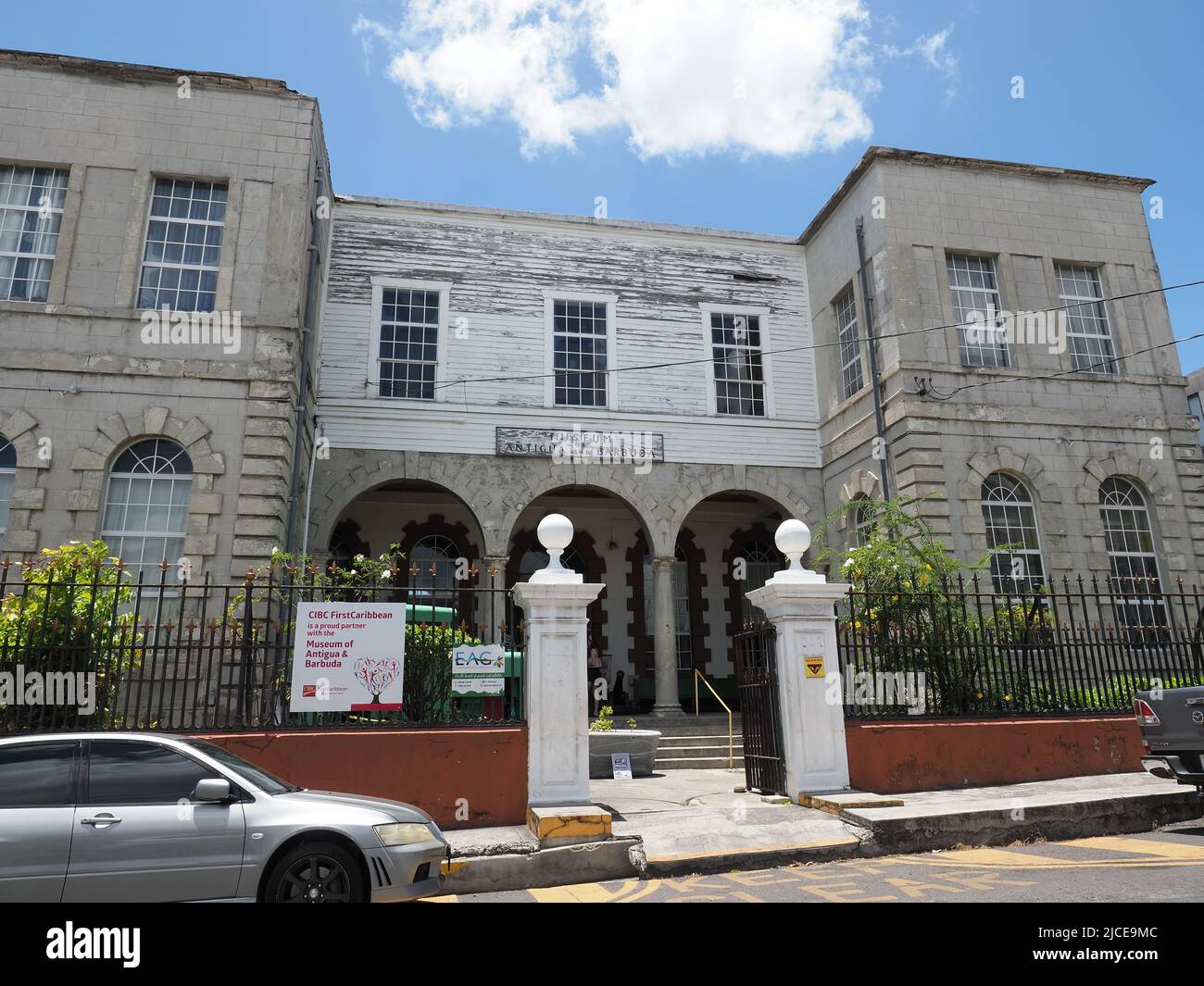 Front view of the Museum of Antigua and Barbuda in the capital St John's in Antigua Stock Photo