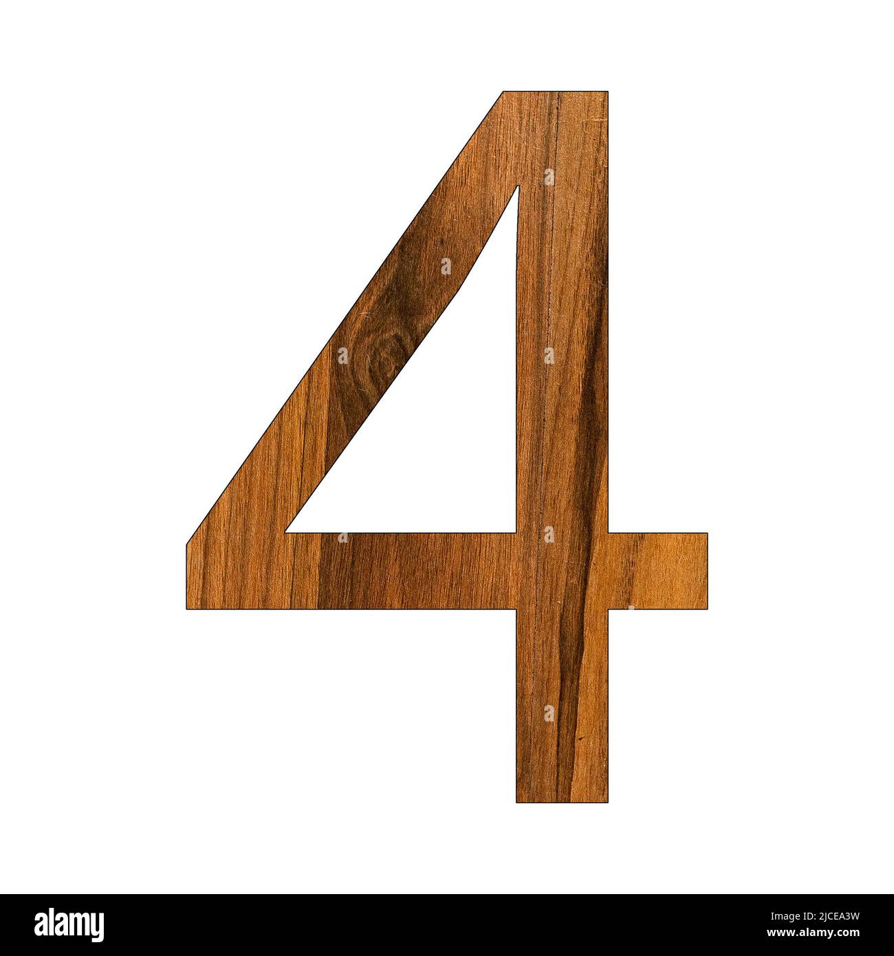  Number 4 in wood texture - White background Stock Photo - Alamy