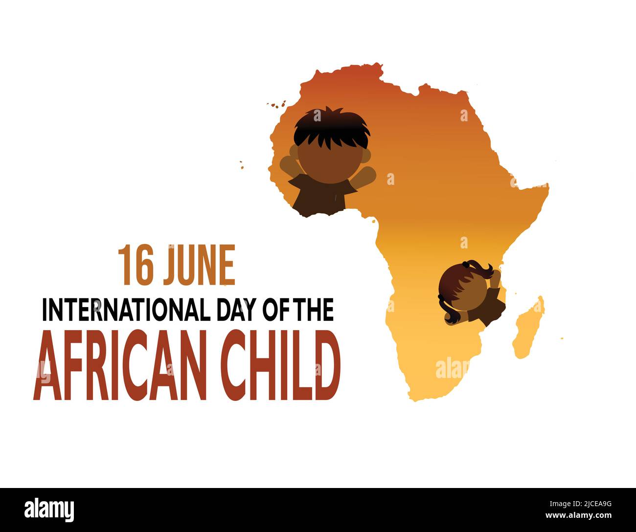 international day of the African child poster, girl and boy in Africa map Stock Vector