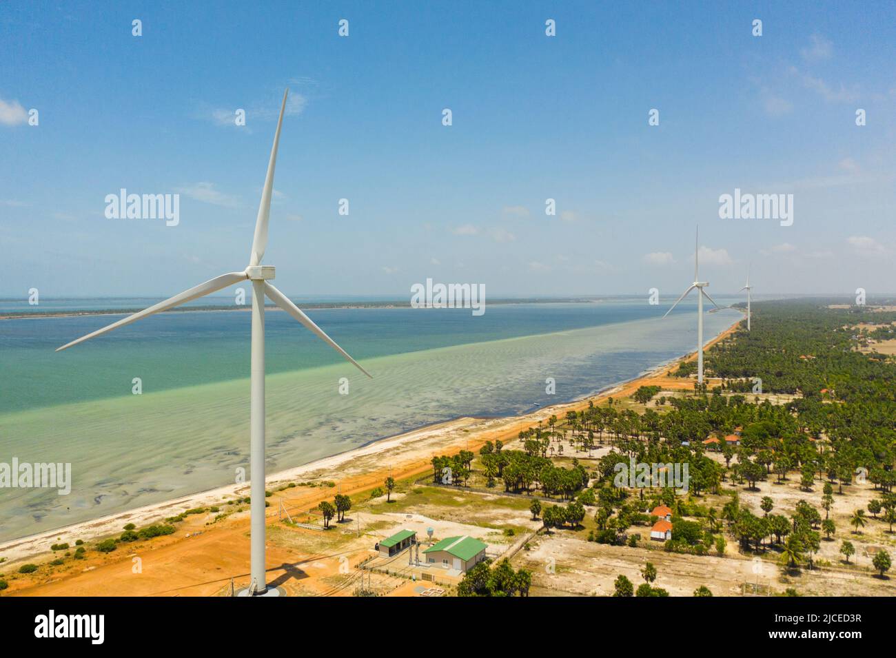 Wind generators turbines and wind farm mills. Wind power plant. Jaffna