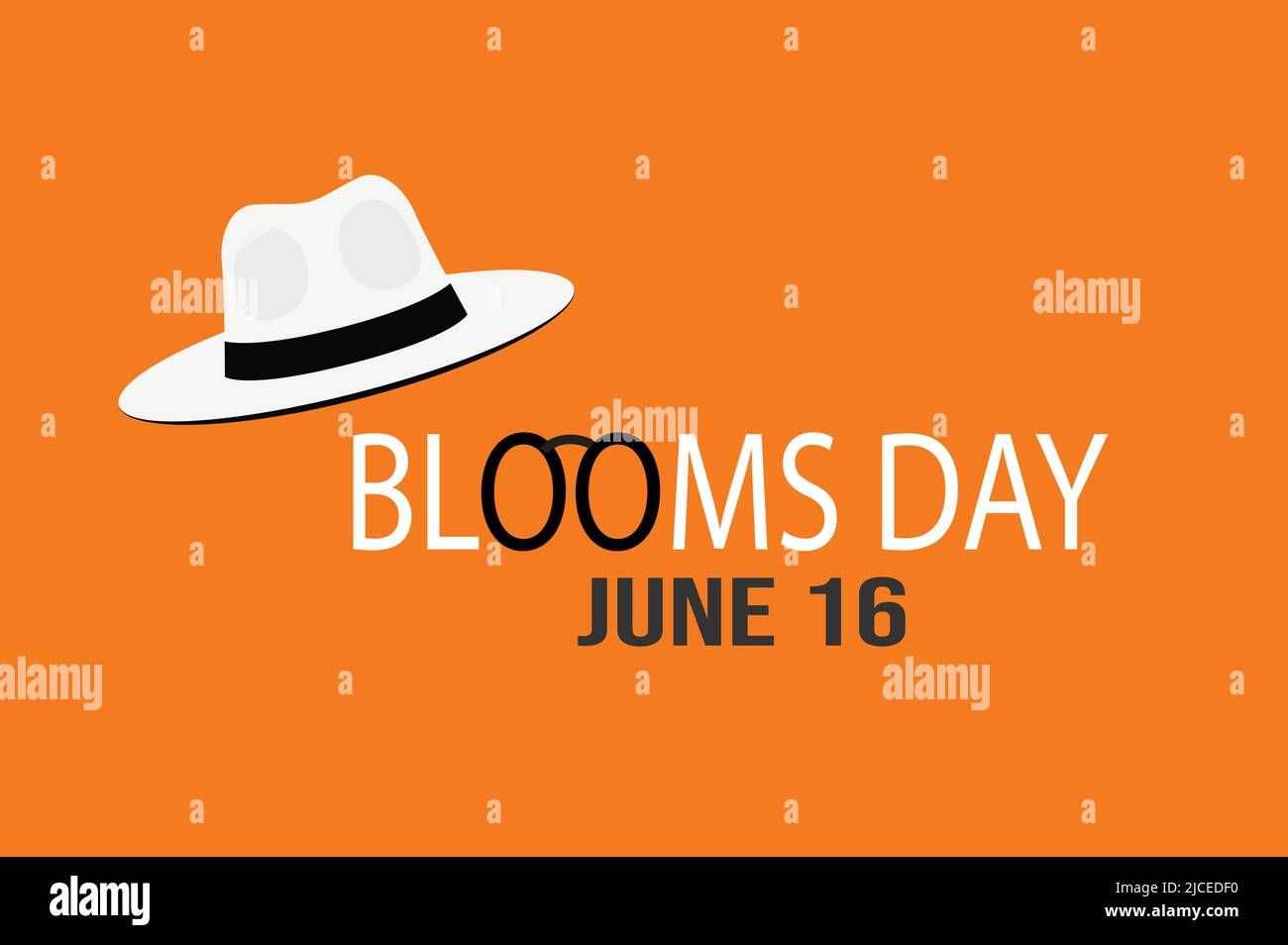 Celebration of James Joyce. Important day. Bloom's day on June 16 is isolated on orange background. Vector Illustration Stock Vector
