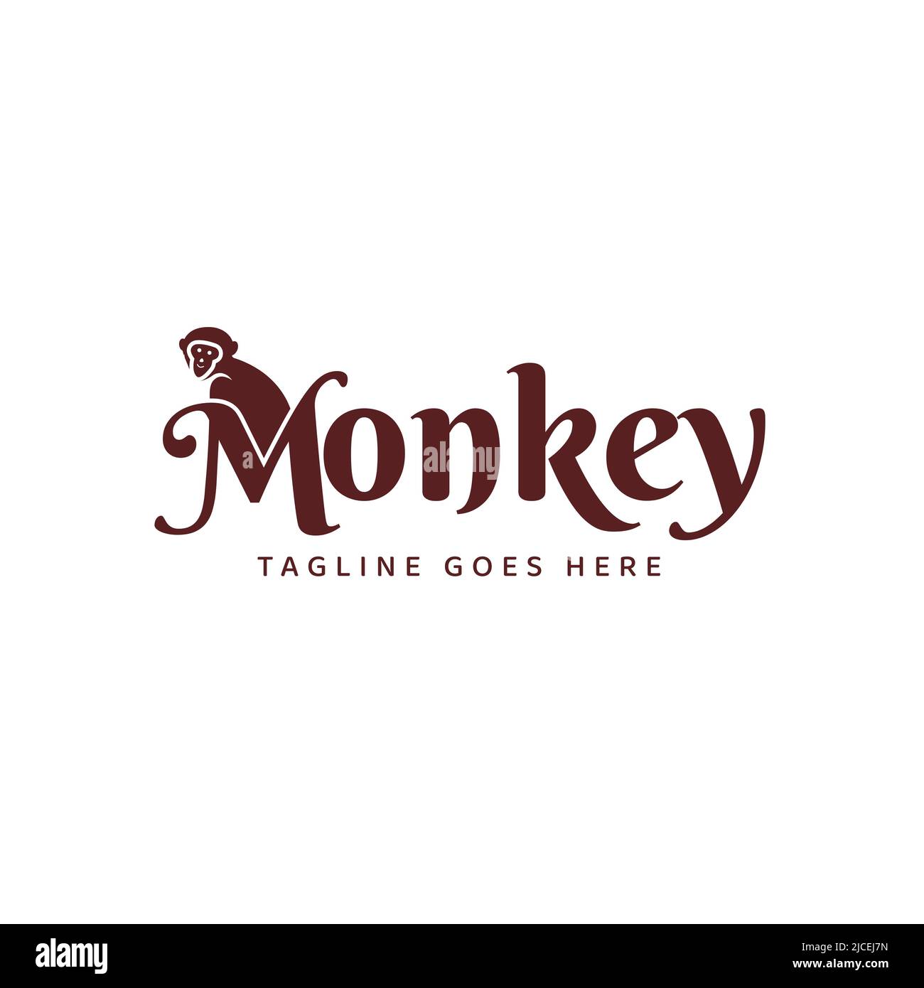 Letter M monkey writing design logo, vector template Stock Vector