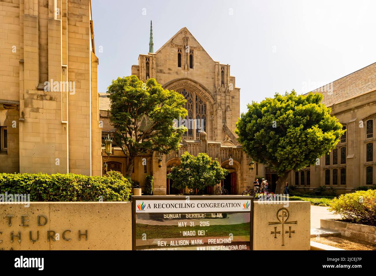 Los Angeles, MAY 31 2015 - Exterior view of the First United Methodist Church of Pasadena Stock Photo