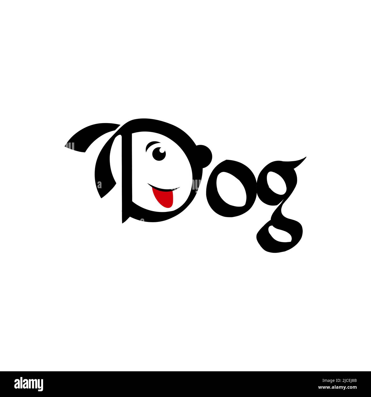 Dog head logo design inspiration on dog text. Stock Vector