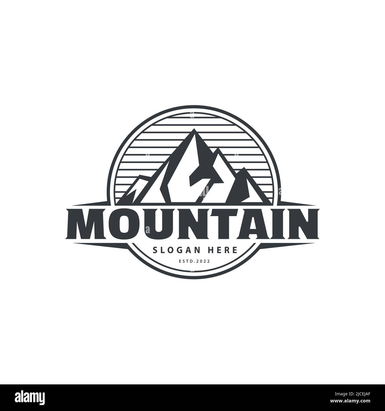 Flat vector logo of mountain sole. Circle badge. Vintage logo design ...