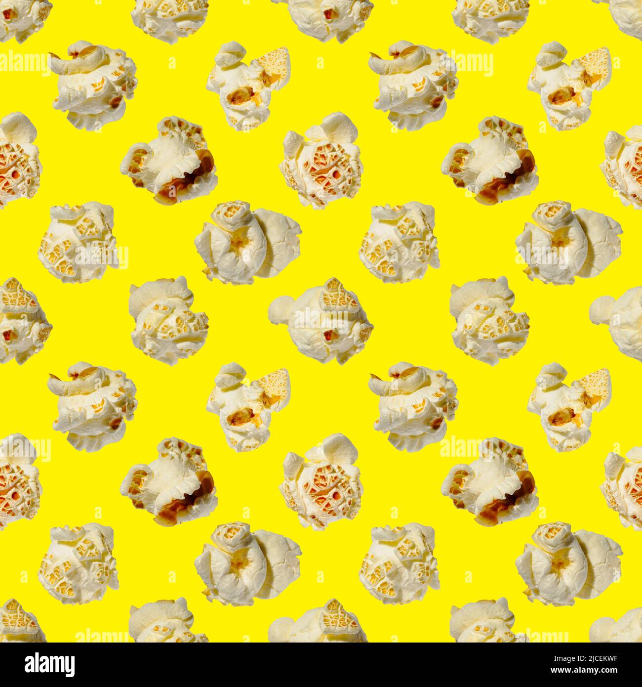seamless pattern - popcorn. popcorn on a yellow background, pattern Stock Photo