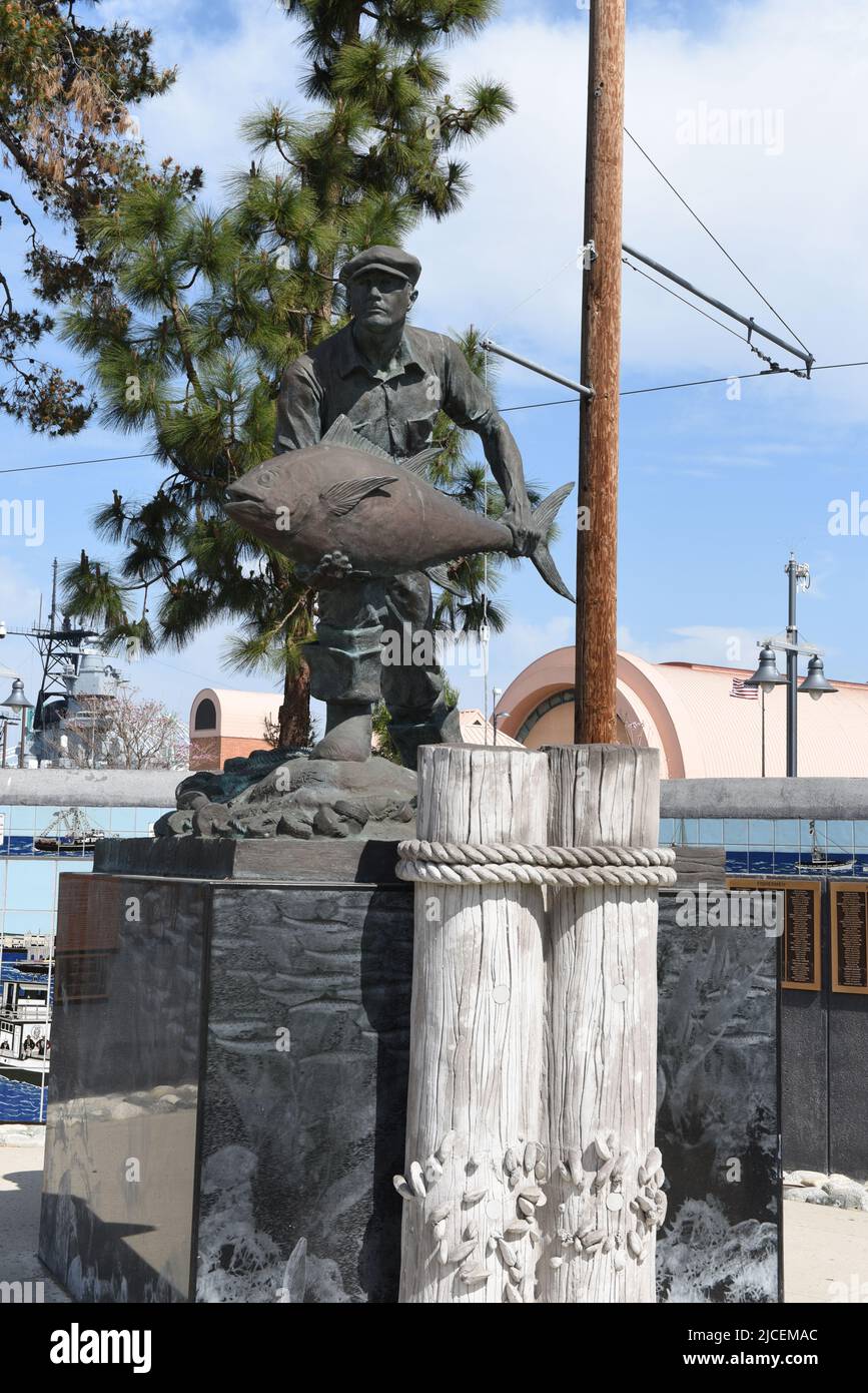 SAN PEDRO, CALIFORNIA - 06 MAR 2020: Fishing Industry Memorial commemorating the history of the fishing industry in the San Pedro and Los Angeles harb Stock Photo