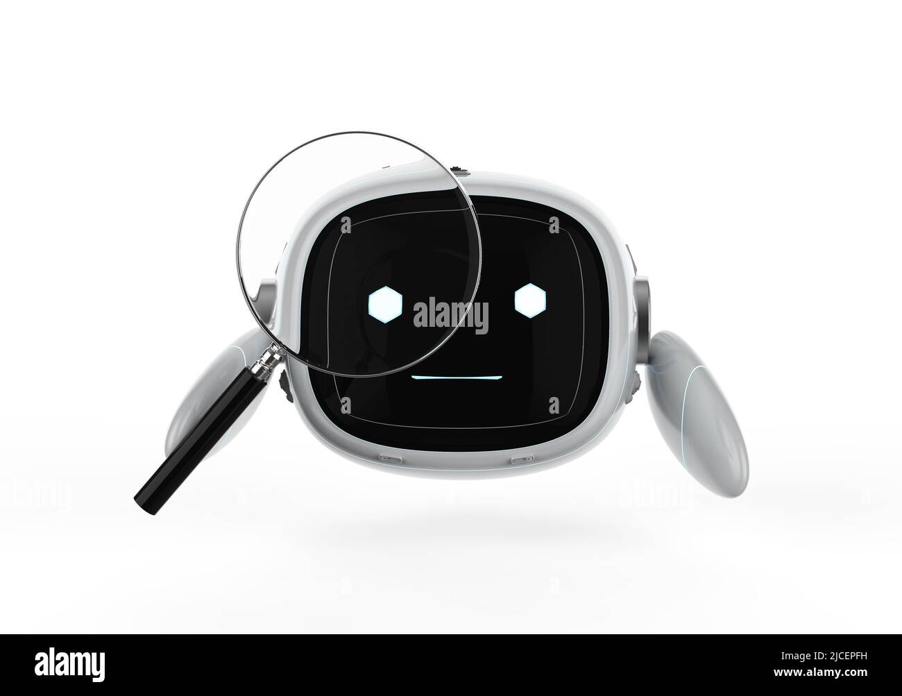 Automatic search engine with 3d rendering cute assistant artificial