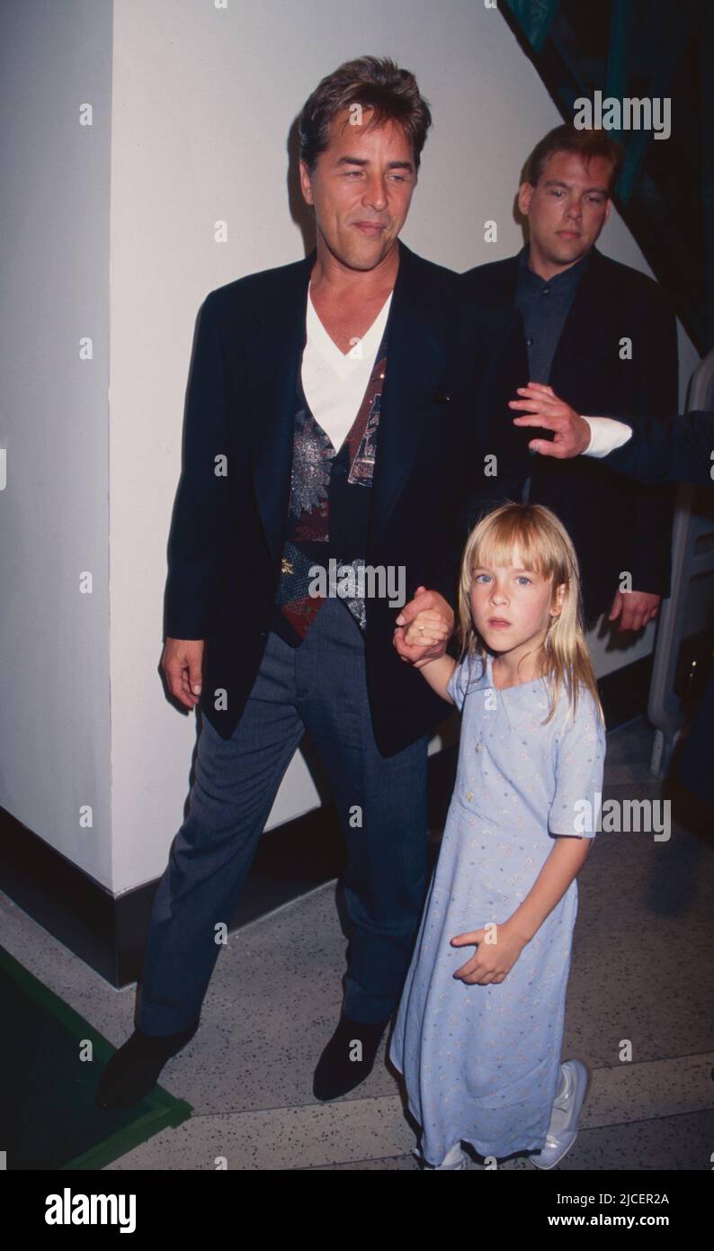 Don Johnson and daughter Dakota Johnson attend the premiere of "Tin Cup