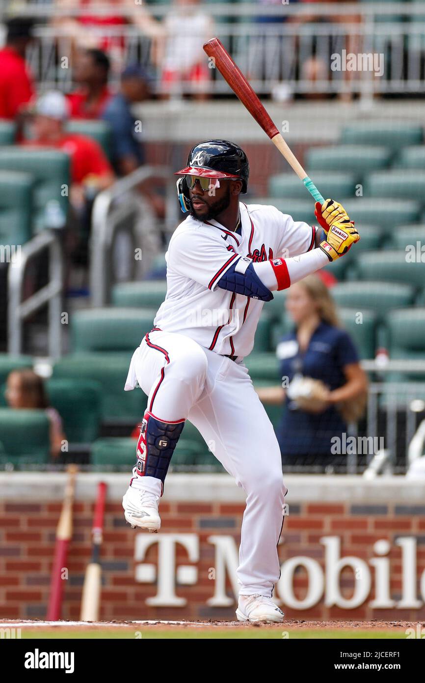 Atlanta, United States. 12th June, 2022. Atlanta Braves center fielder Michael  Harris II (23) waits for the pitch during a MLB regular season game against  the Pittsburgh Pirates, Sunday, June 12, 2022