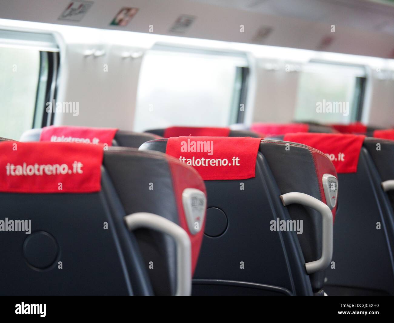 Venice, Italy - May 2022 Passengers in Italo train Stock Photo