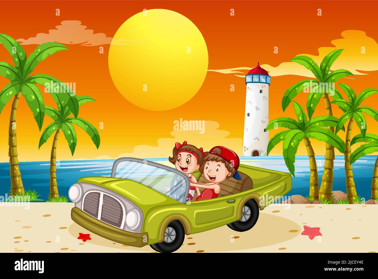 Road trip vacation at the beach illustration Stock Vector Image & Art ...