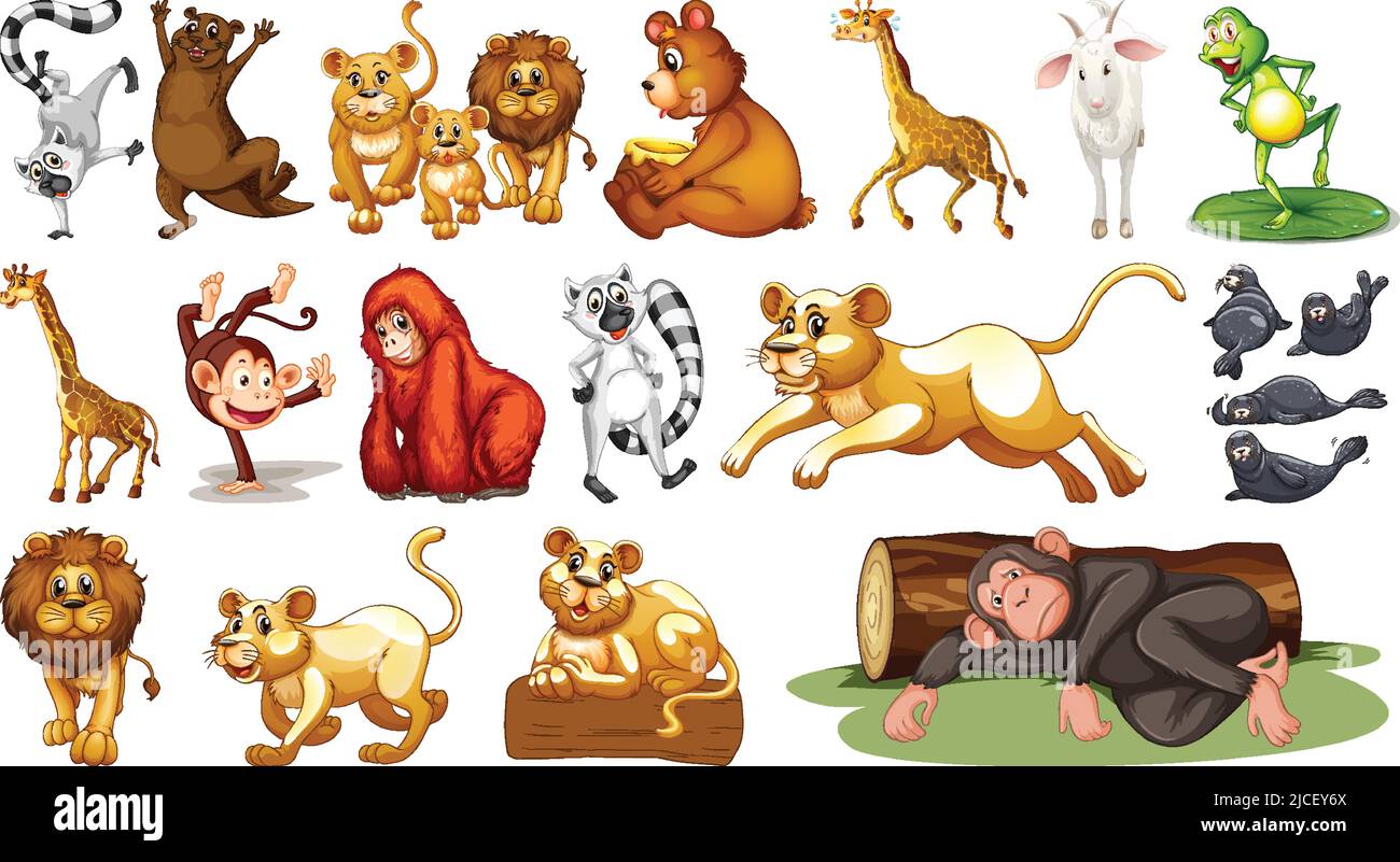 Wild animals on white background illustration Stock Vector Image & Art ...