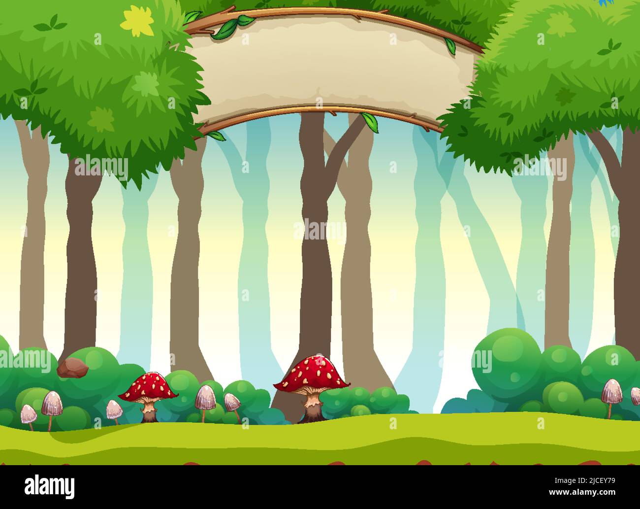 Background scene with trees in forest illustration Stock Vector Image ...