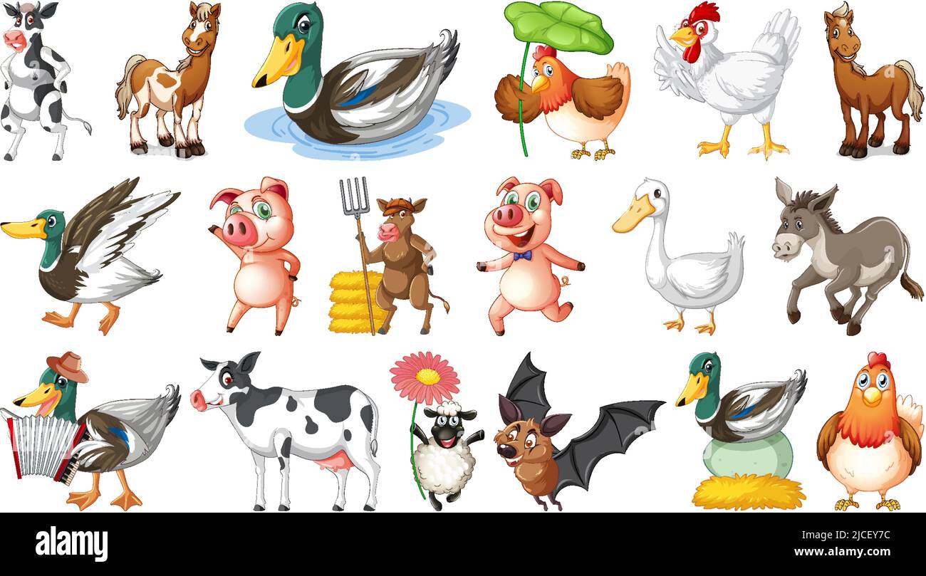 Farm animals on white background illustration Stock Vector Image & Art ...