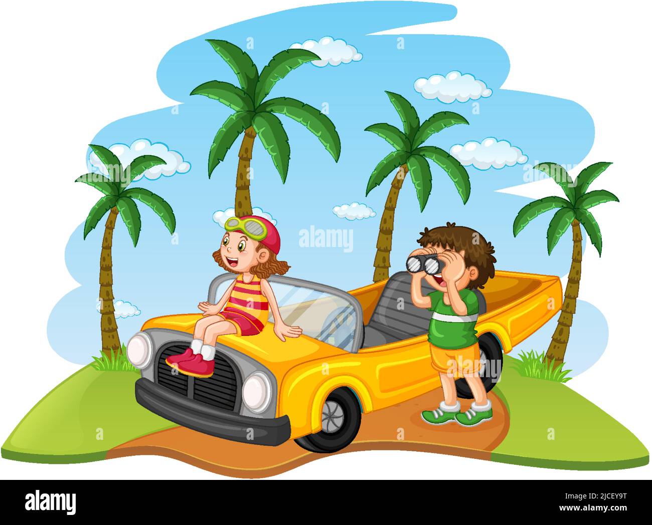 Road trip vacation at the beach illustration Stock Vector Image & Art ...