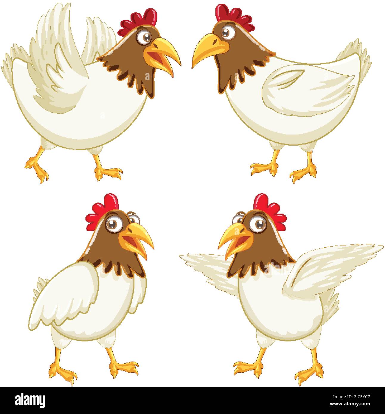 Chicken cartoon characters set illustration Stock Vector Image & Art ...