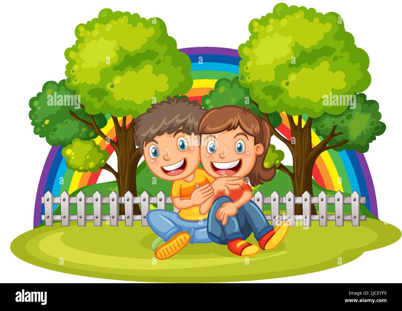 Happy couple at the park isolated illustration Stock Vector Image & Art ...