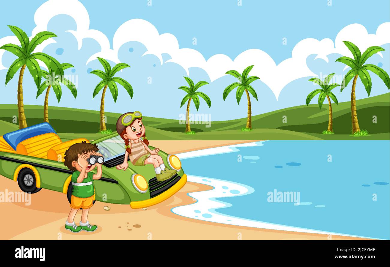 Road trip vacation at the beach illustration Stock Vector Image & Art