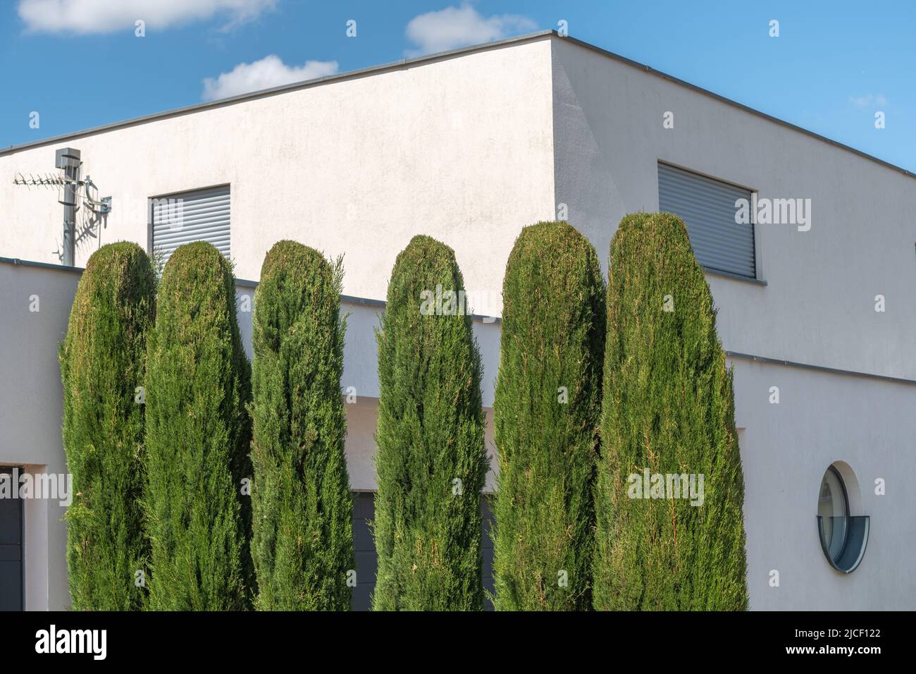 Villa of modern architecture in suburb in spring. Alsace, France. Stock Photo