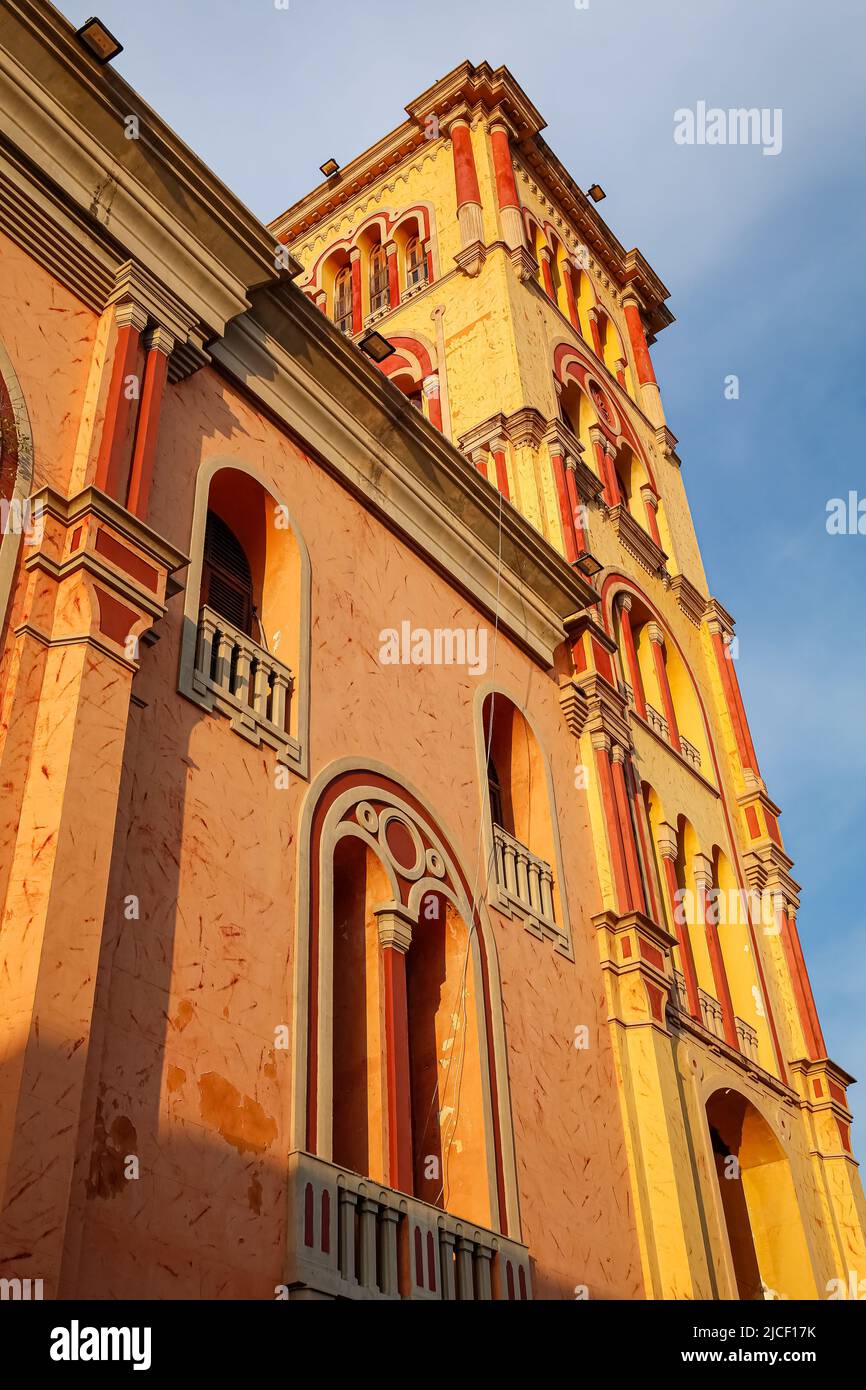 Side view to colonial church in warm light, Cartagena, Colombia Stock Photo