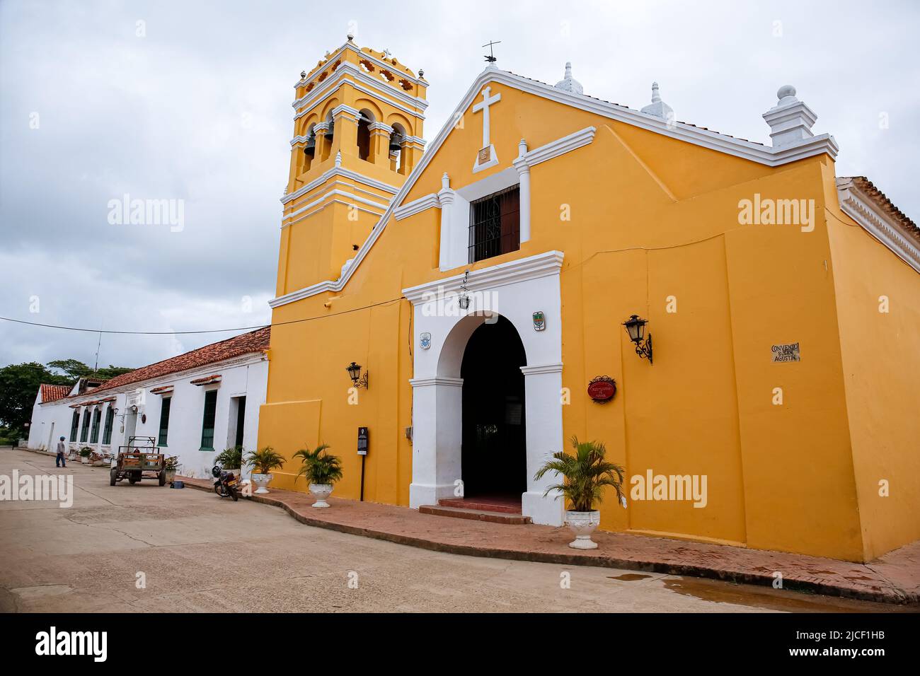 Front view of Iglesia De San Augustin (church of San Augustin) at Santa Cruz de Mompox, Colombia, World Heritage Stock Photo