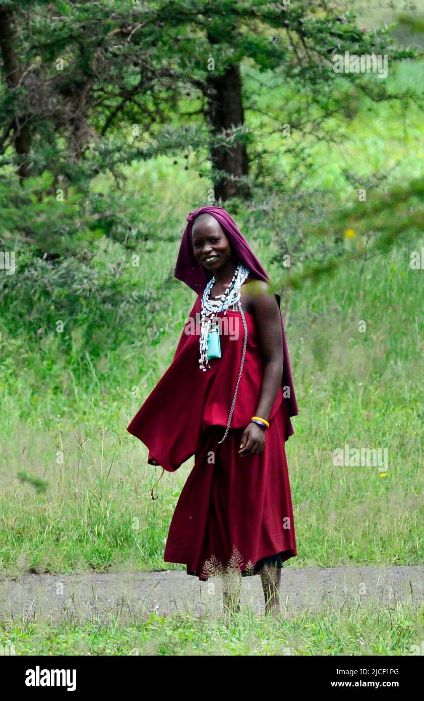 A Masai woman in northern Tanzania. Stock Photo