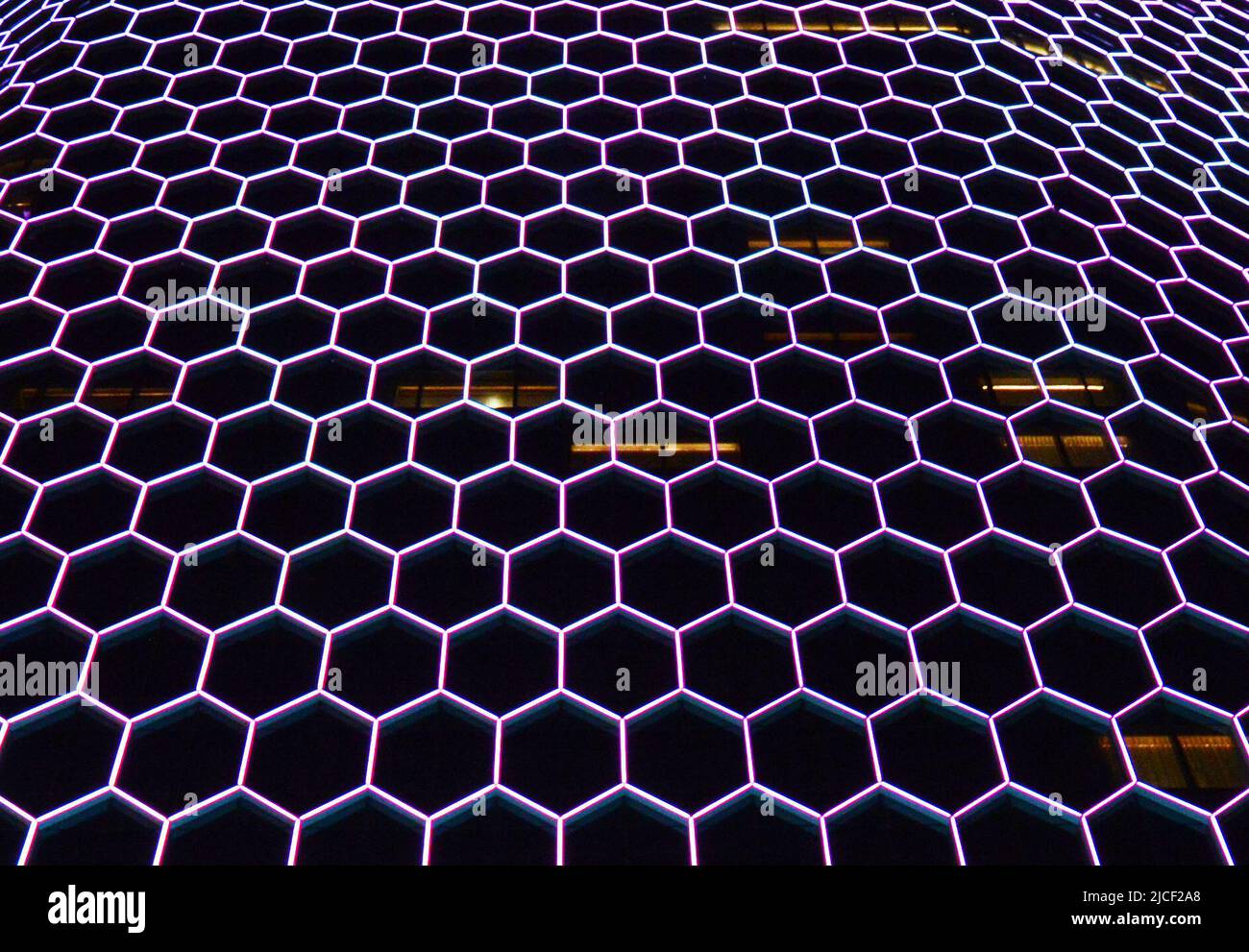 The Intercontinental Sanlitun Tongying Center hotel illuminated at night. Beijing, China. Stock Photo