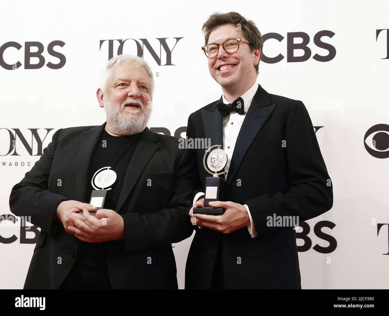 New York, United States. 13th June, 2022. Simon Russell Beale (L) and Ben Power arrive in the press room after winning Best Performance by an Actor in a Leading Role in a Play and Best Play respectively for 'The Lehman Trilogy' at The 75th Annual Tony Awards at Radio City Music Hall on June 12, 2022 in New York City. Photo by John Angelillo/UPI Credit: UPI/Alamy Live News Stock Photo