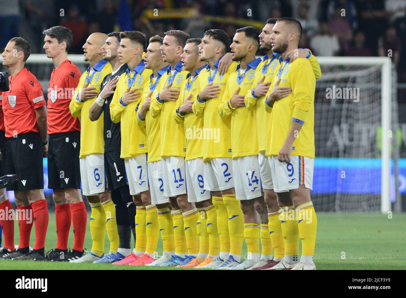 Romanian football team before Romania vs Finland , Bucharest  11.06.2022 , Uefa Nations League 2022,Cristi Stavri Stock Photo