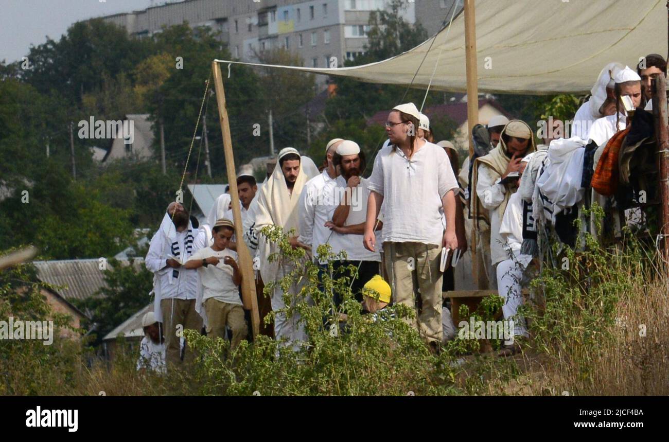 Jewish pilgrims in Uman Ukraine. Stock Photo