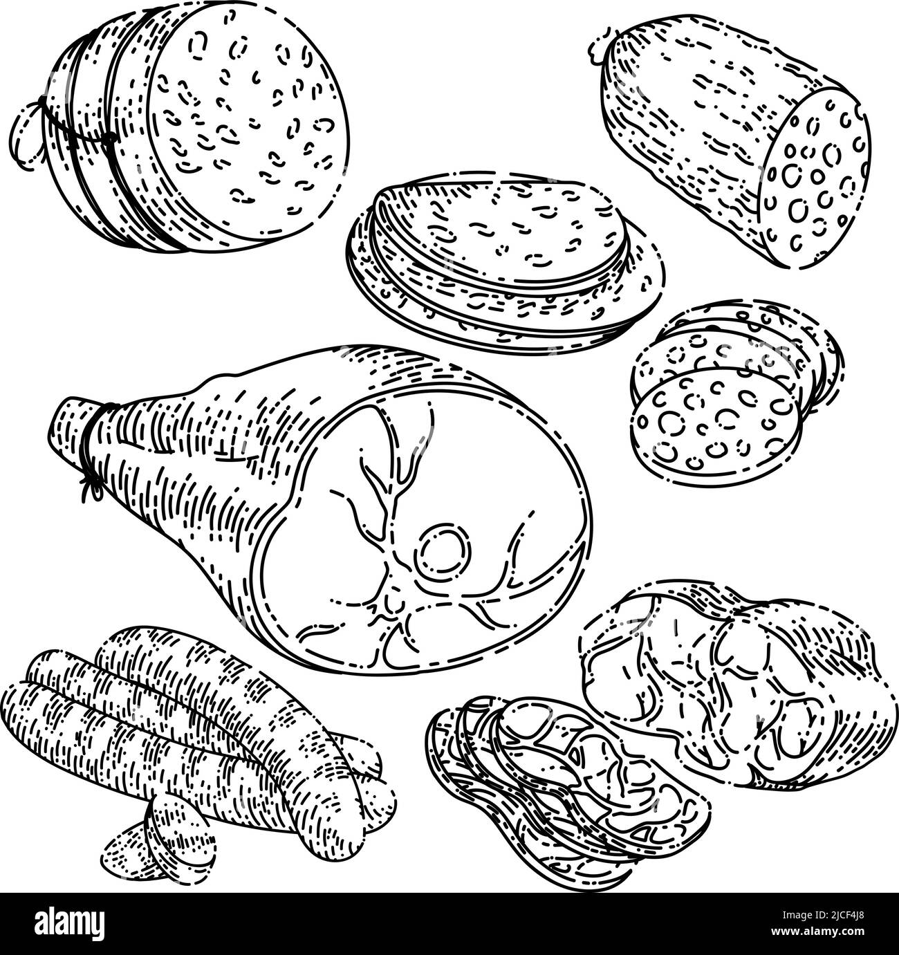 sausages meat set sketch hand drawn vector Stock Vector Image & Art Alamy