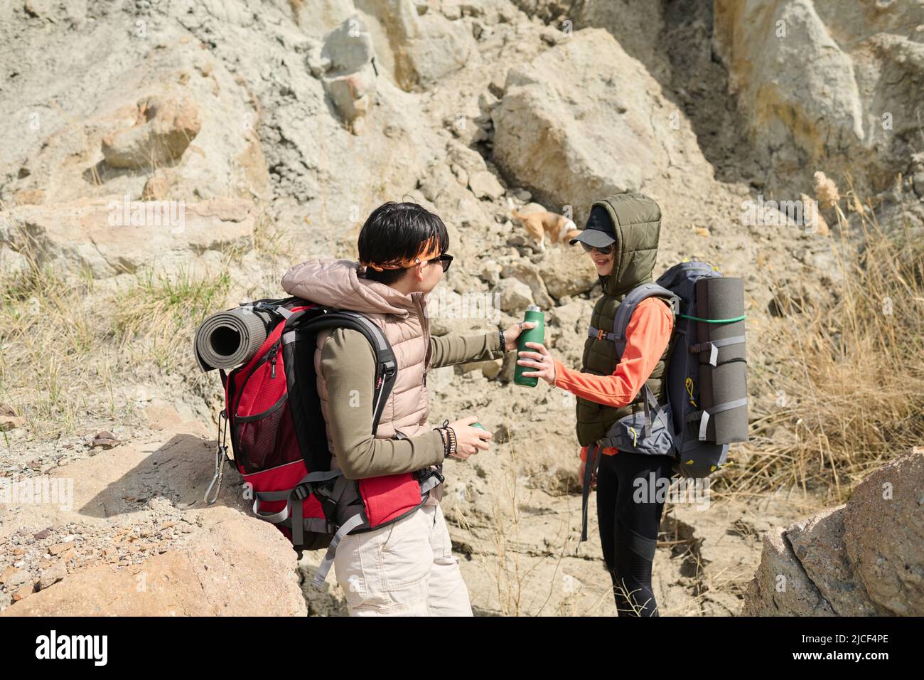 Two young women hiking hi-res stock photography and images - Alamy