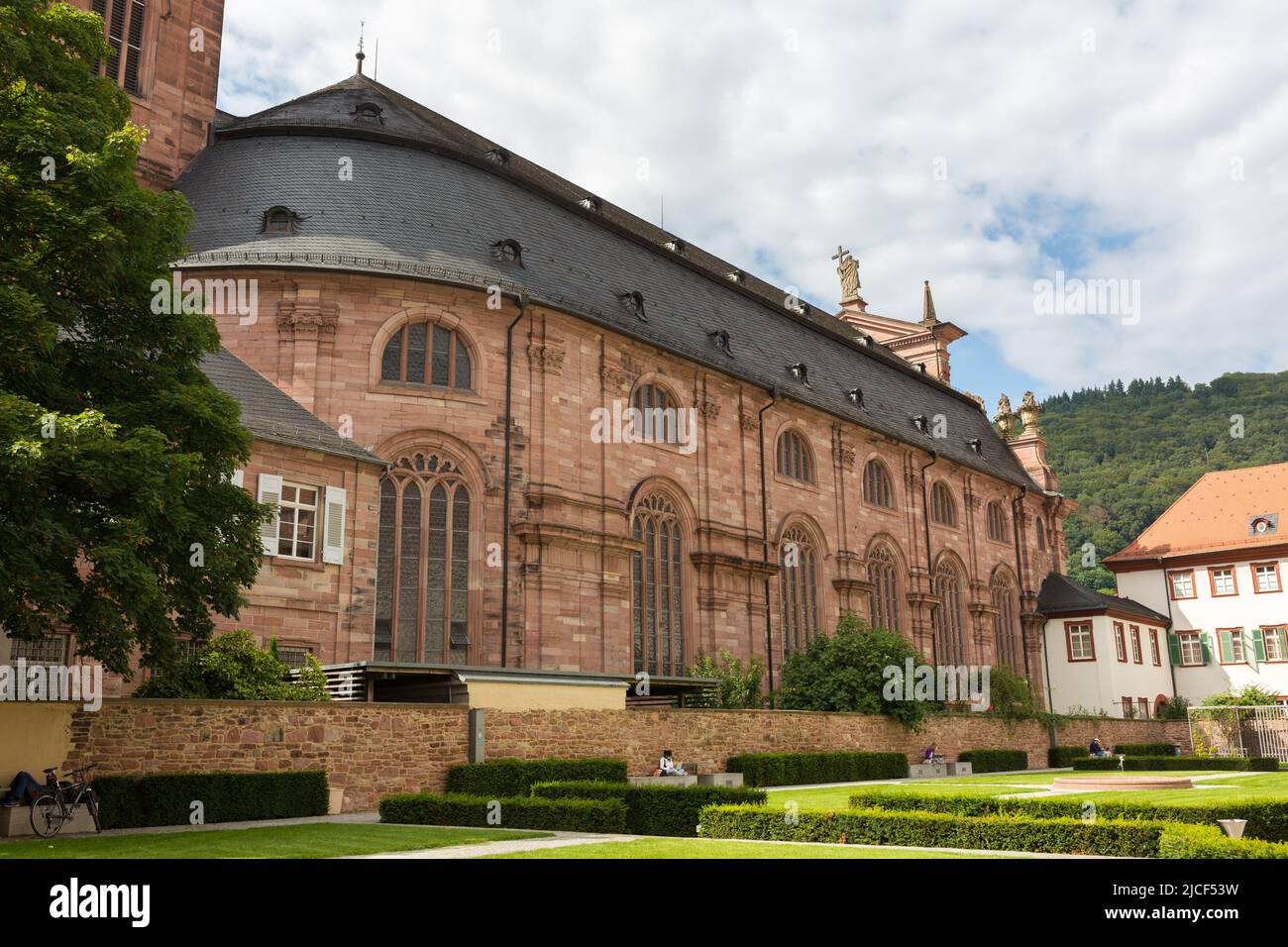 Heidelberg, Germany - Aug 26, 2021: View on the nave ot the Catholic Church of the Jesuits (Pfarrkirche Heiliger Geist und St. Ignatius). Stock Photo
