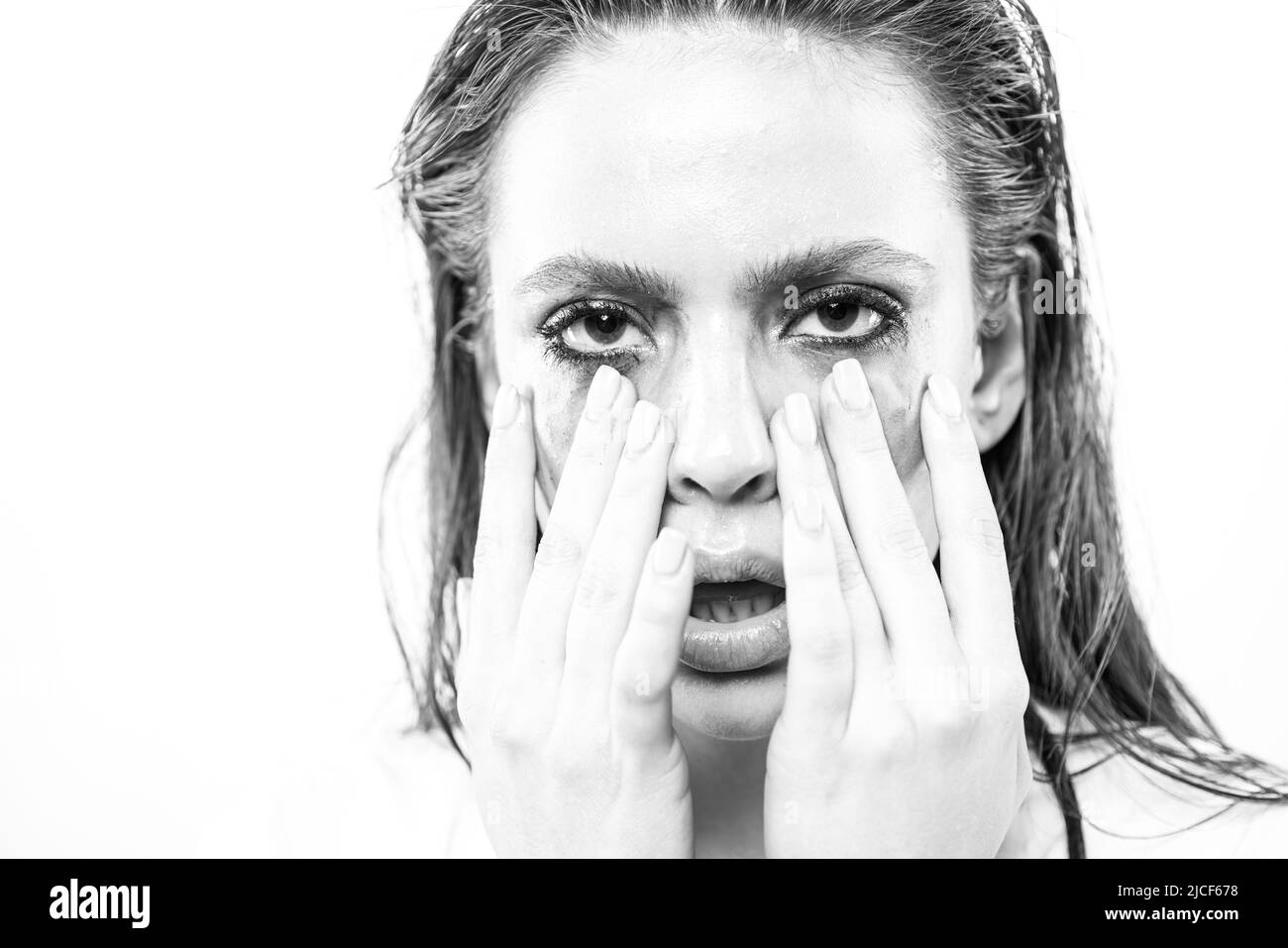 Portrait crying makeup Black and White Stock Photos & Images - Alamy