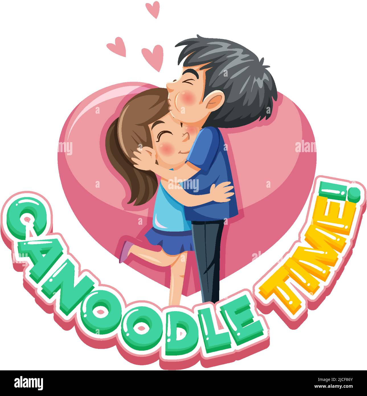 An couple in love cartoon character with word expression illustration Stock Vector